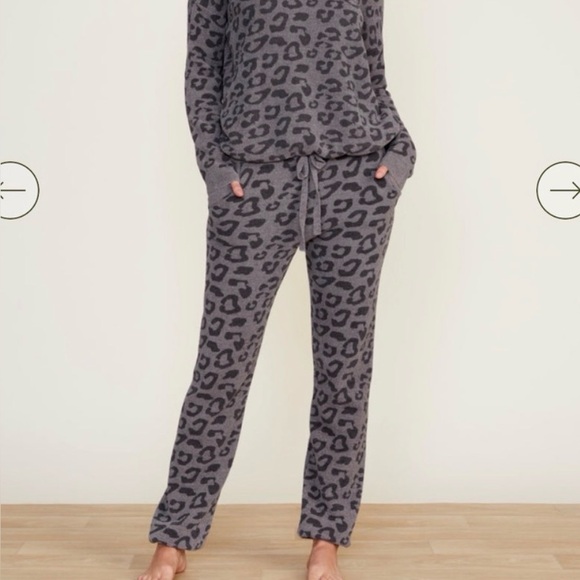 Barefoot Dreams Pants - Barefoot Dreams Charcoal Leopard Track Pant